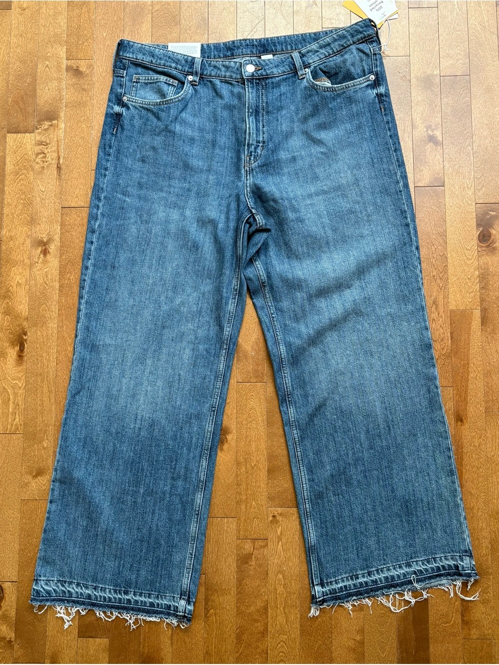 H&M High Waisted Wide Leg Full Length Jeans Blue Denim Size 18